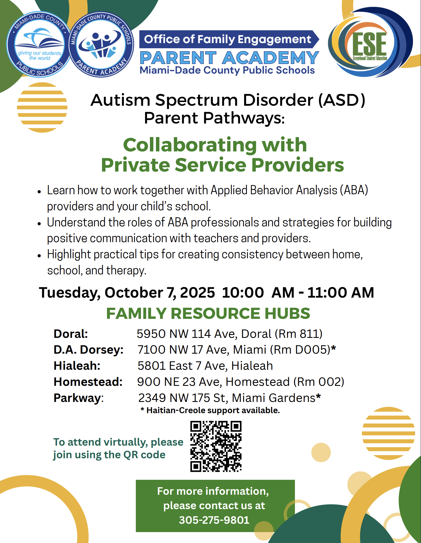 Autism Spectrum Pathways (ASD) Parent Pathways Workshops for Parent